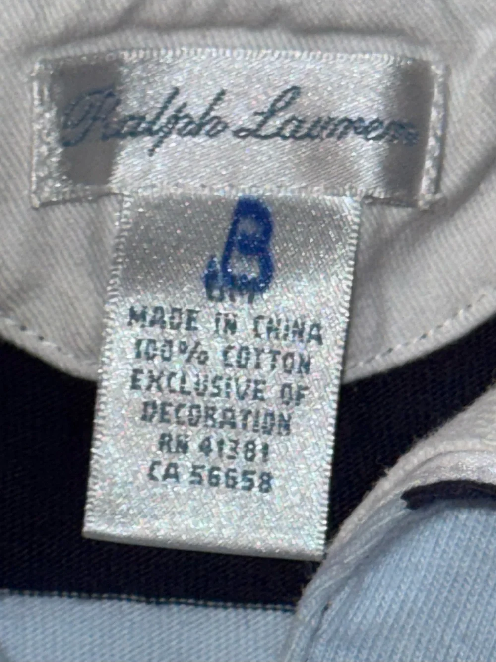 Ralph Lauren Navy & Light Blue Striped Baby Polo Rompers (2)